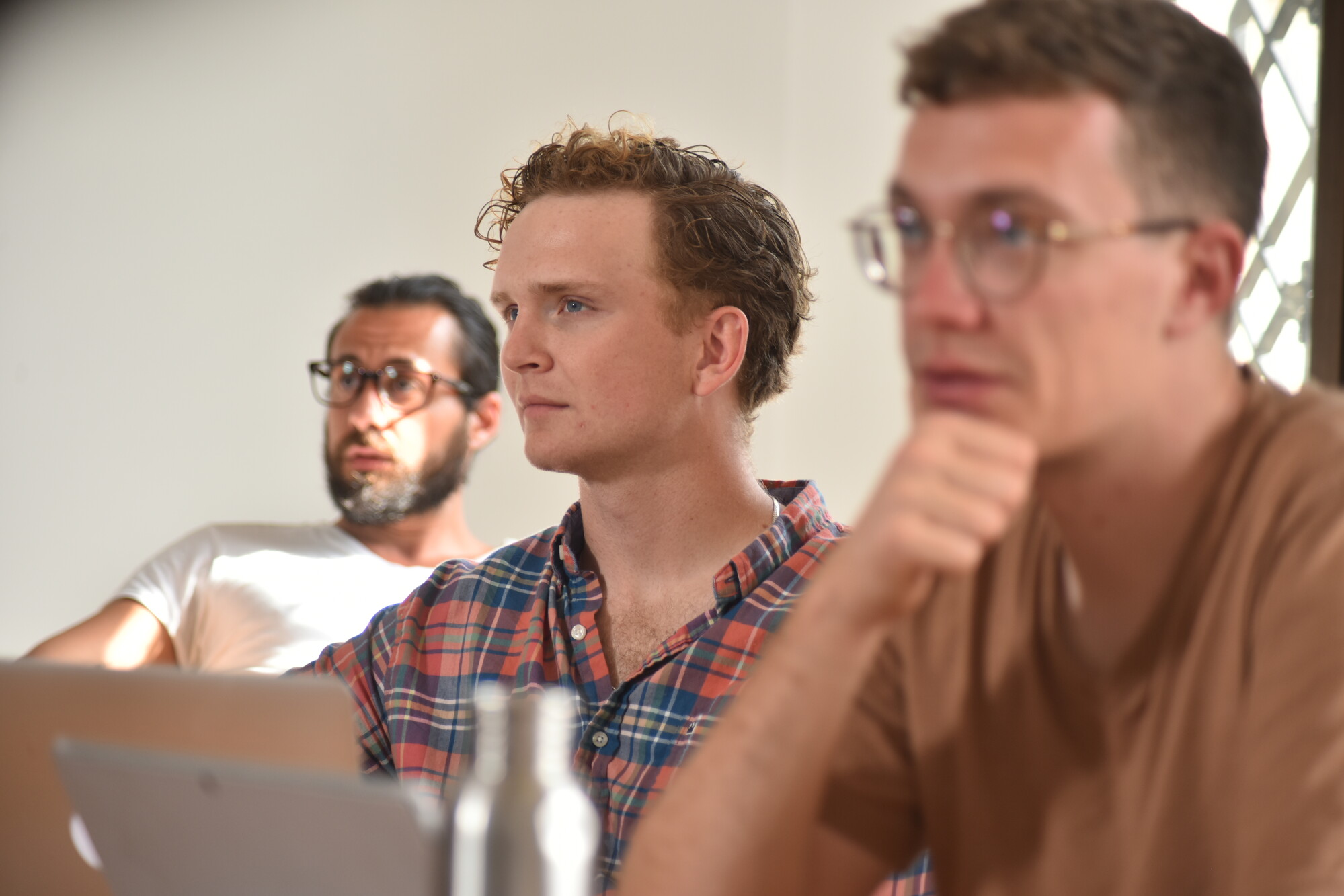 international student focusing in class