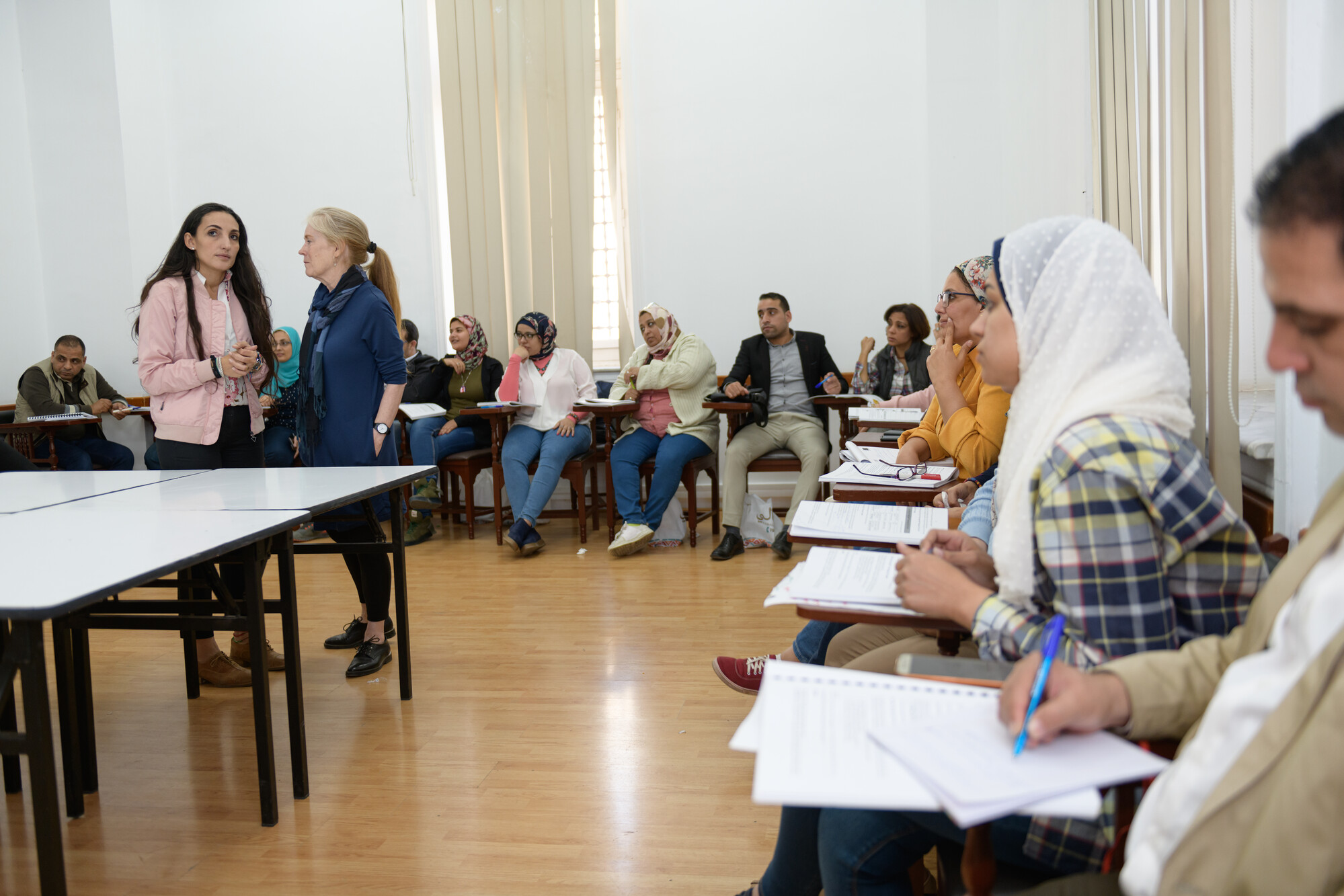 student attending class