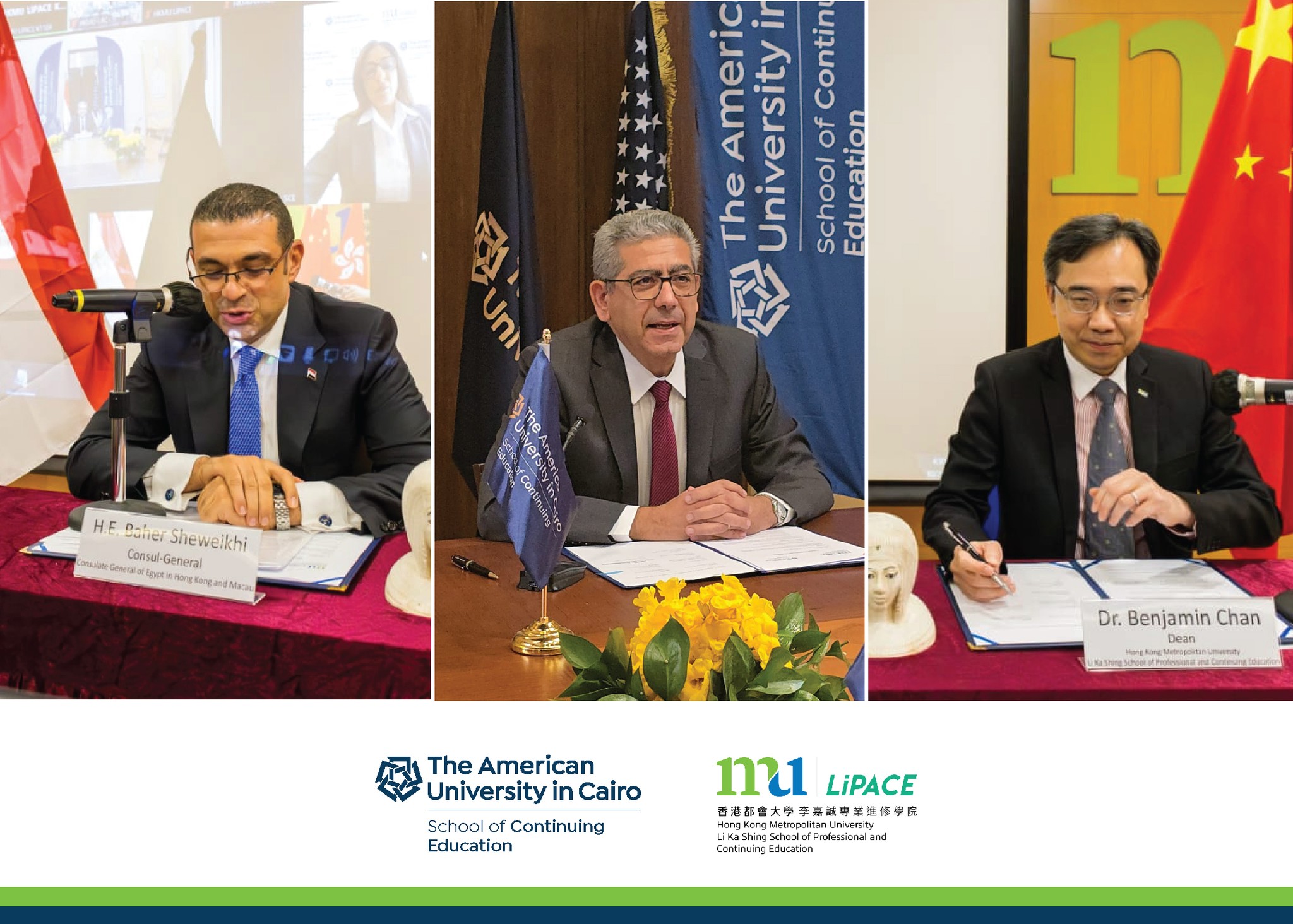 Dr. Mahmoud Allam is signing MOU with Hong Kong’s Li Ka Shing School