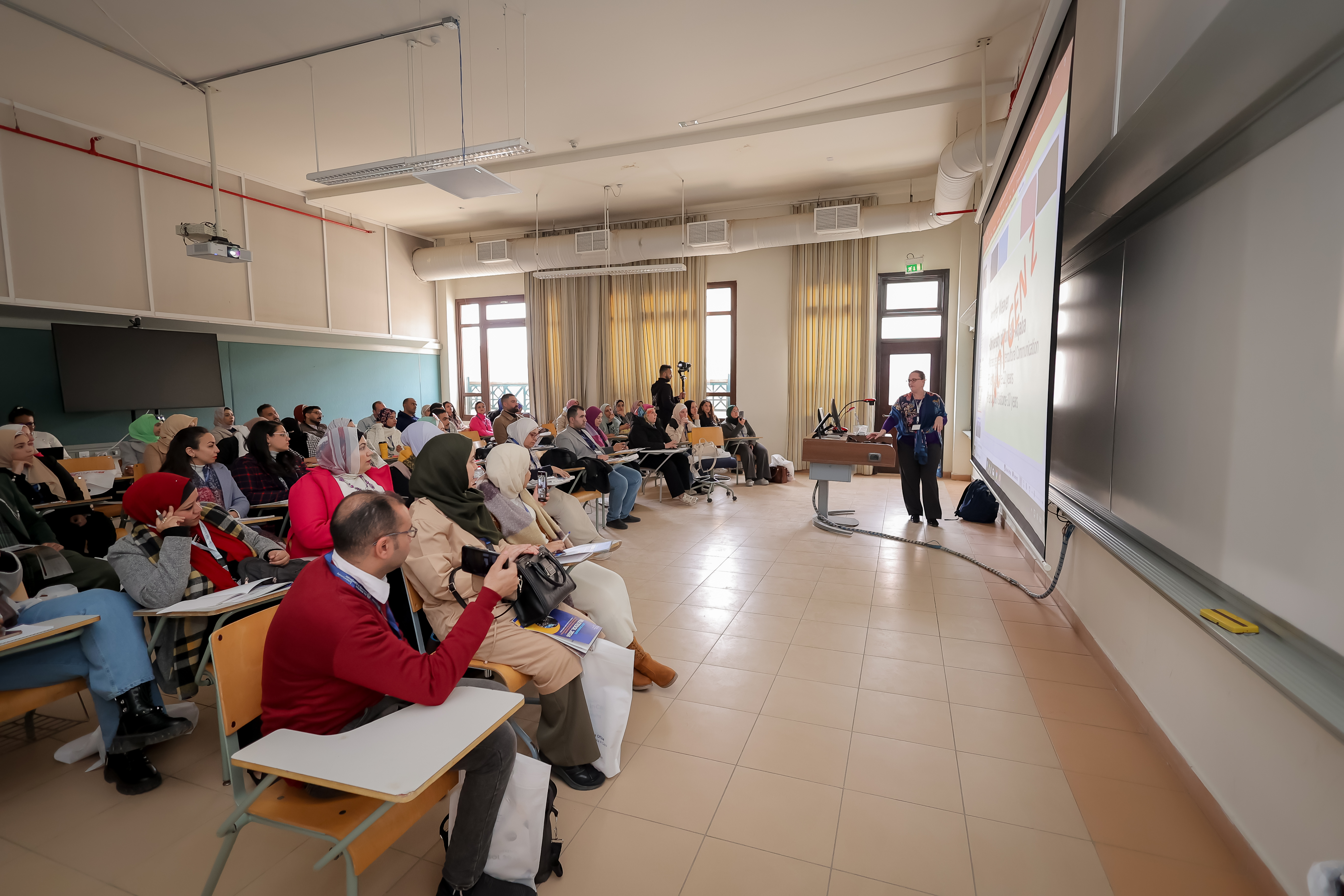 instructor explaining to students in a class