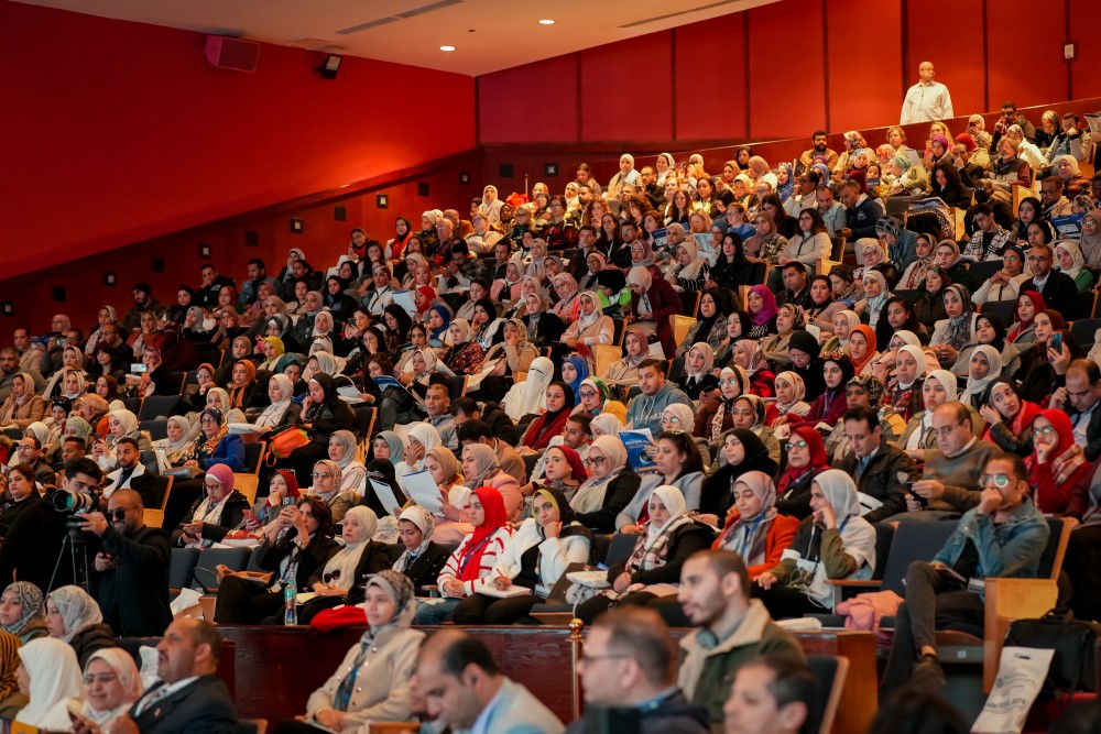 group of students in hall attending an event