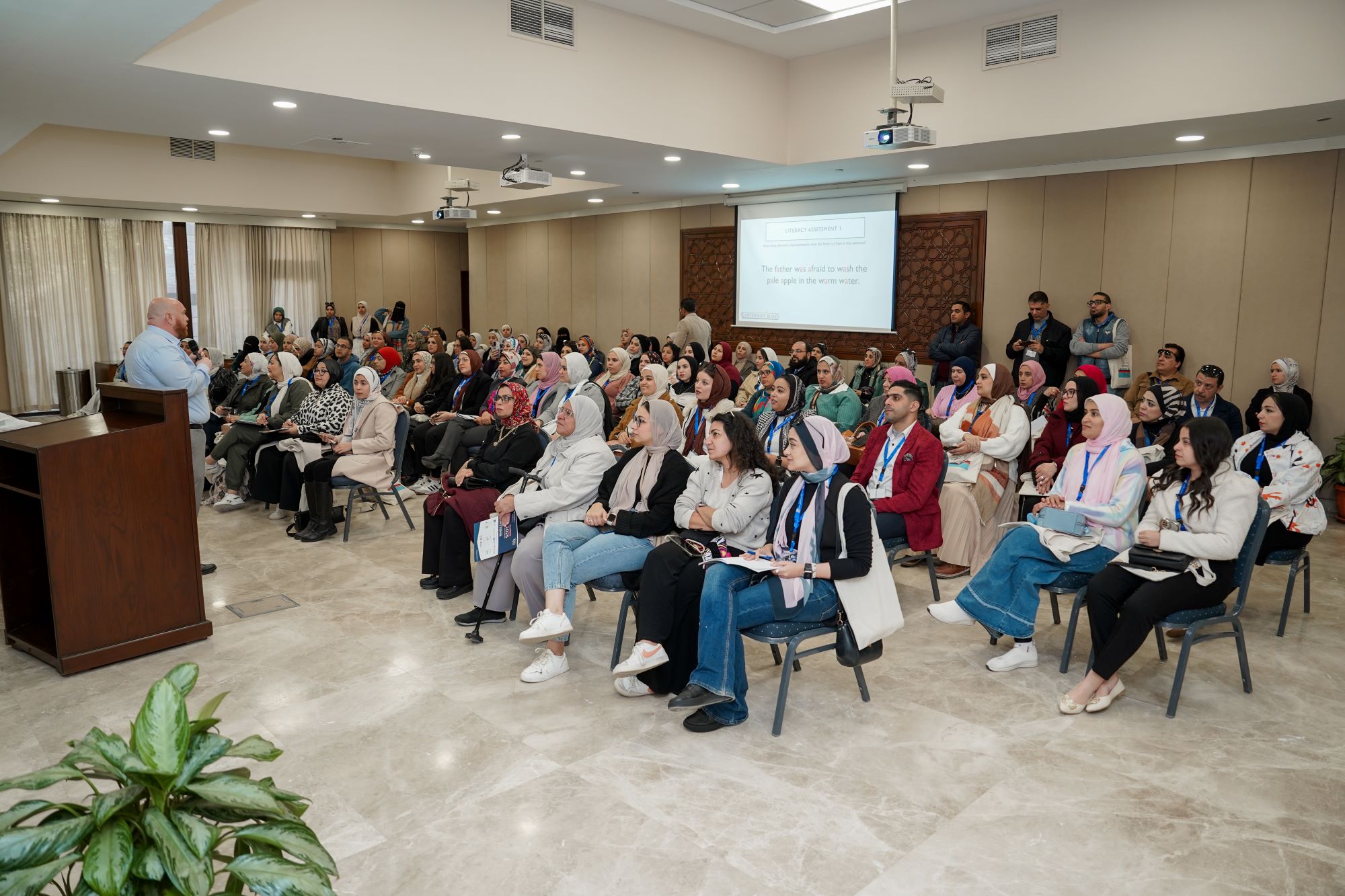 instructor explaining to students in a class about Digital Marketing 2 at AUC's SCE
