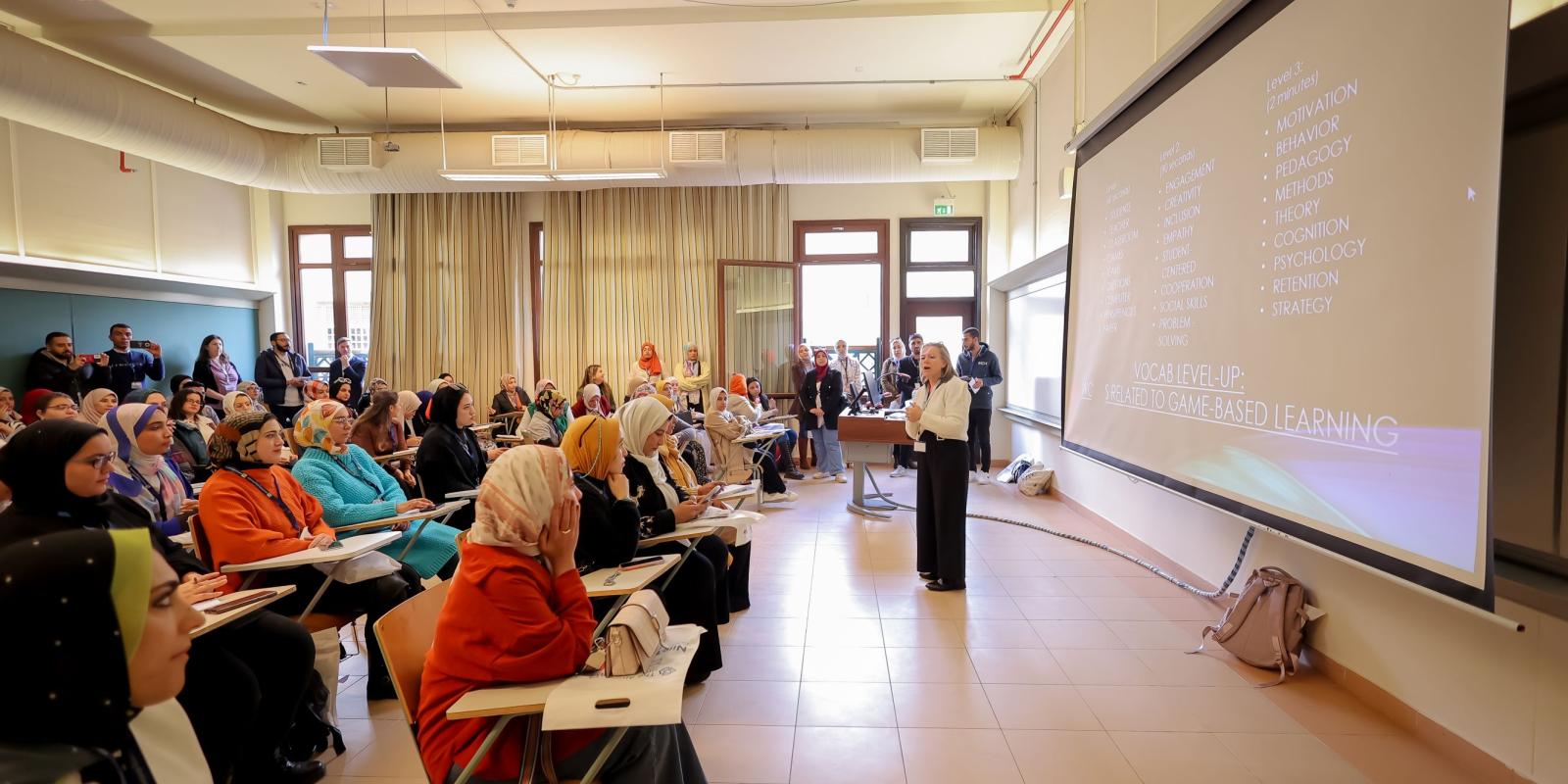 instructor conducting a session during NileTESOL conference  