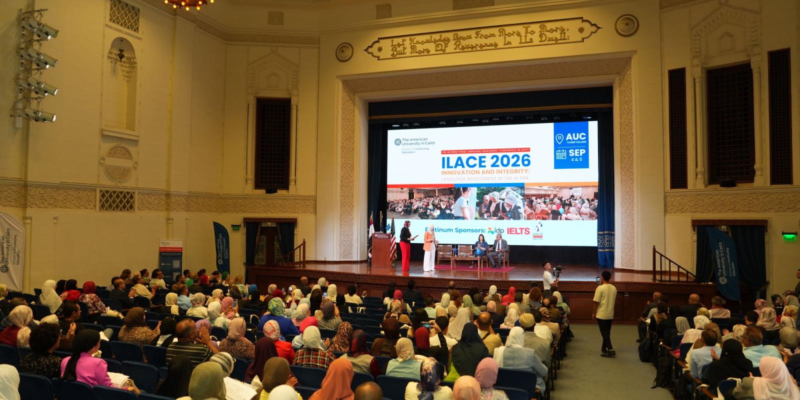 ILACE 2026 attendees in Ewart Hall attending the opening remarks 