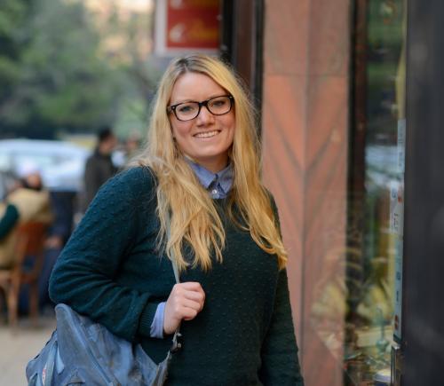 international student on the street