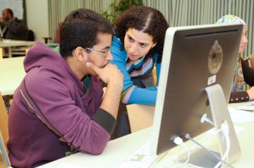 students working on project together in computer lab